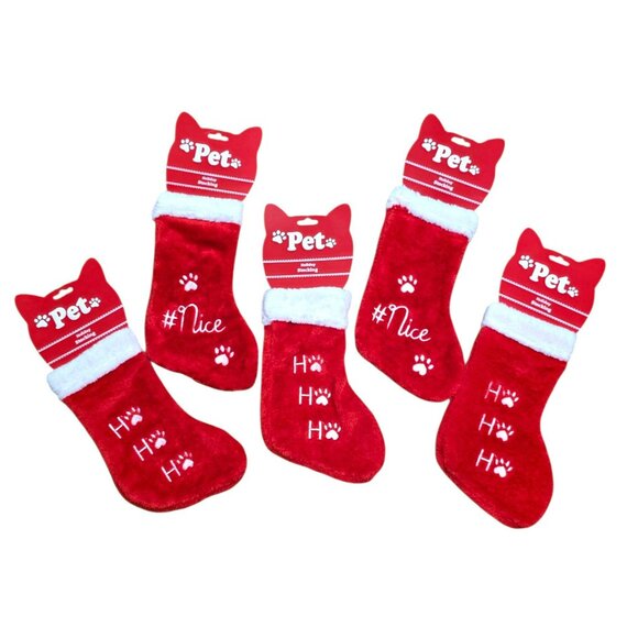 5 New Pet Christmas Stocking Red Plush Paws Ho Holiday Cat Dog Puppy Kitten Gift - Picture 9 of 9